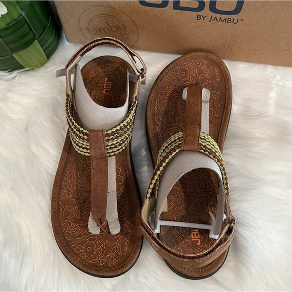 NEW JBU by Jambu Yasmin Velcro Bungee Floral Flats Sandals Saddle Sage Sz 6 - Picture 14 of 15